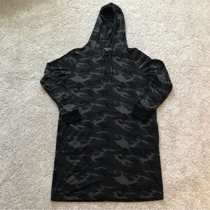 Renuar Black and Grey Camouflage Hoodie Dress